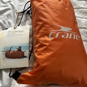 New Crane Orange Air Lounger inflatable chair couch beach camping carry tote